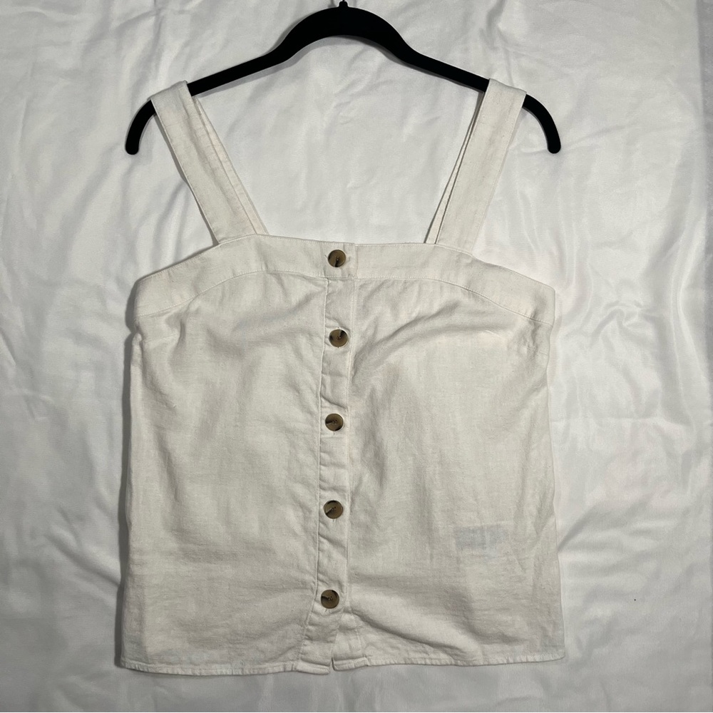 J Crew Button-front Linen-blend Tank - XS